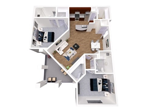 Floor plan for 2 beds, 2 baths, 1150 sqft